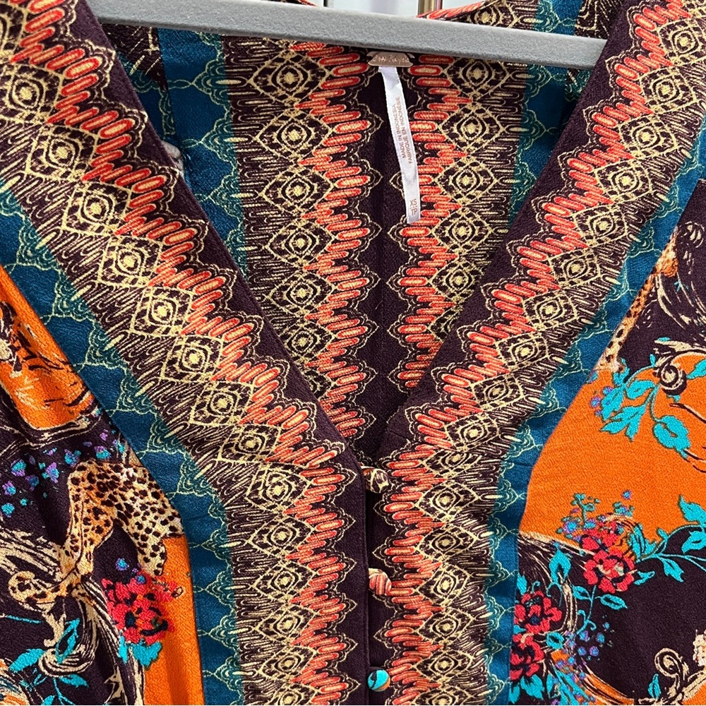 Free People Catch Me If You Can Top Dolman Sleeves Multi Orange XS - Picture 5 of 10